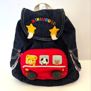 Miki House Japan Rare Blue Kids Backpack denim animal Bear dog indigo Japan item